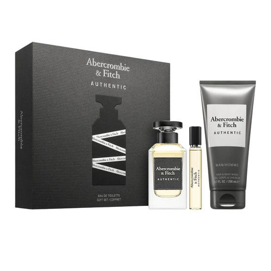 Abercrombie & Fitch Authentic Man Eau De Toilette Men's Aftershave Gift Set Spray 100ml With Body Lotion & 15ml Eau De Toilette