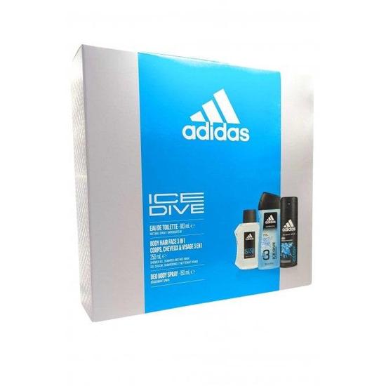 Adidas Ice Dive Eau De Toilette, Shower Gel & Deo Body Spray 100ml, 250ml & 150ml