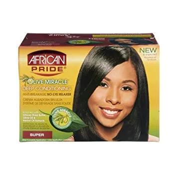 African Pride Olive Miracle Deep Conditioning Anti-Breakage No-lye Relaxer 1app, super