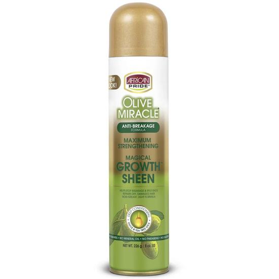 African Pride Olive Miracle Maximum Strengthening Growth Sheen Spray 226 g