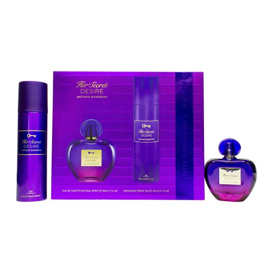 Antonio Banderas Her Secret Desire Gift Set 80ml Eau De Toilette + 150ml Deodorant Spray