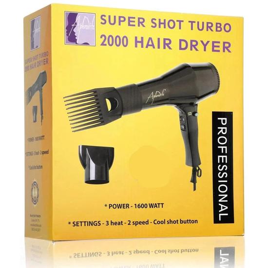 Aphrodite Professional Super Shot Hair Dryer Turbo 2000 With Dryer Pik Comb