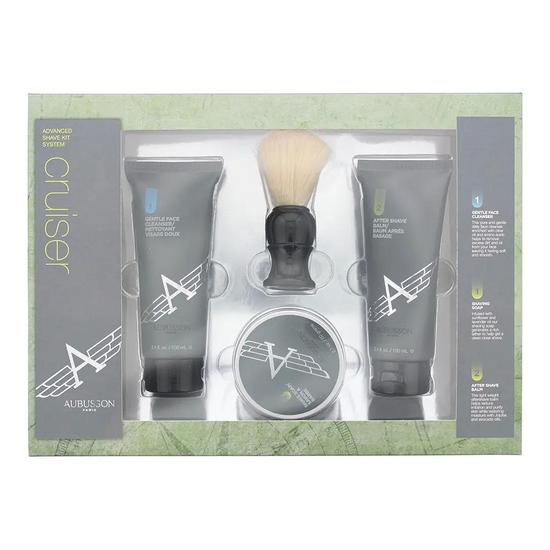 Aubusson Paris Cruiser Gift Set: Aftershave Balm 100ml Cleanser 100ml Soap 60g Brush 4 Piece