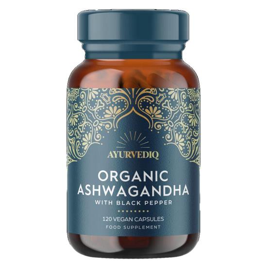 Ayurvediq Wellness Organic Ashwaganda & Black Pepper Extract Capsules 120 Capsules