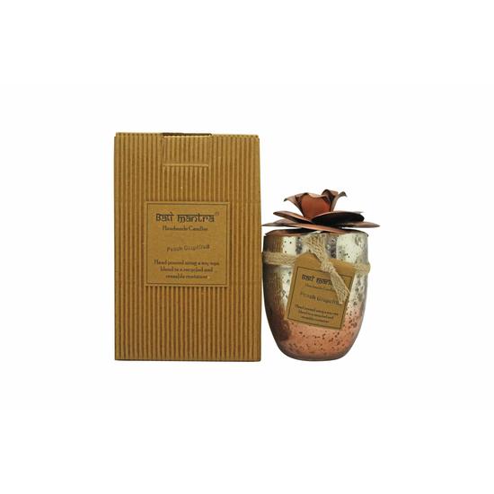 Bali Mantra Camellia Glass Copper Candle Peach Grapefruit