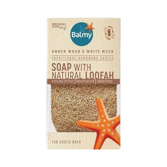 Balmy Naturel Amber Woods & White Musk Soap With Natural Loofah