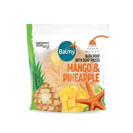 Balmy Naturel Bath Pouffe With Mango & Pineapple Soap Pieces