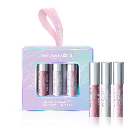 Baylis & Harding Jojoba Glossy Lip Trio Gift Set Pink, Red, Clear