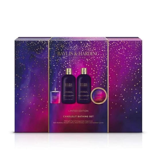 Baylis & Harding Midnight Fig & Pomegranate Luxury Candlelit Bathing Gift Set