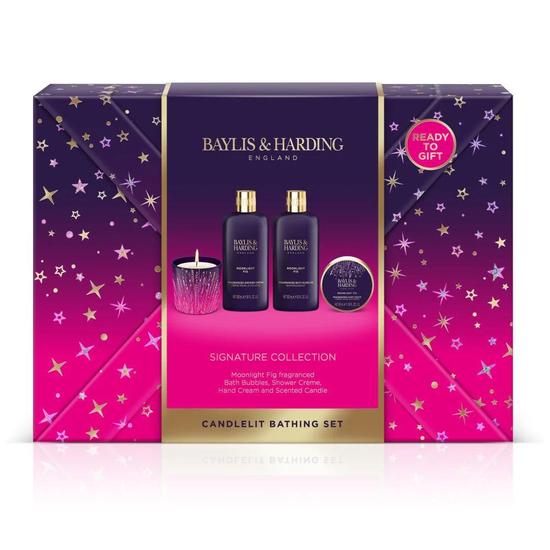 Baylis & Harding Moonlight Fig Candlelit Bathing Set Bath Essence, Candle & Bath Soak