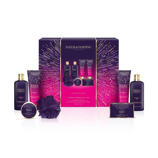 Baylis & Harding Moonlight Fig Luxury Pamper Gift Set Body Wash, Body Scrub, Body Butter & Hand Cream