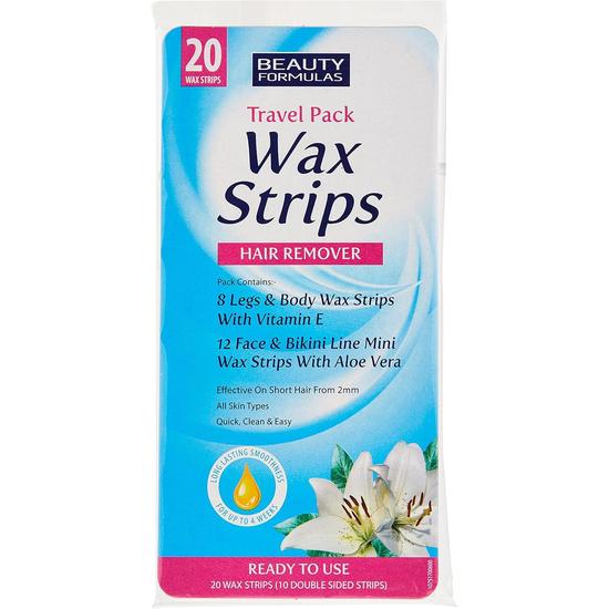 Beauty Formulas Hair Remover Wax Strips Travel Pack Strips 20