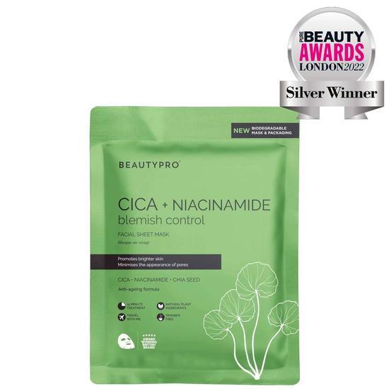 BeautyPro Cica + Niacinamide Blemish Control Facial Sheet Mask