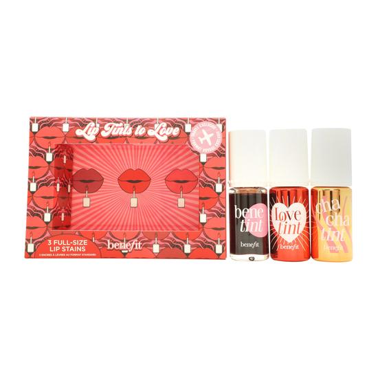 Benefit Lip Tints To Love Gift Set 6ml Cha Cha Tint Mango + 6ml Love Tint Fiery Red + 6ml Benetint Rose