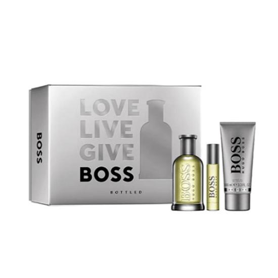 Boss Bottled Eau De Parfum Men's Aftershave Gift Set Spray 100ml With Shower Gel & 10ml Mini