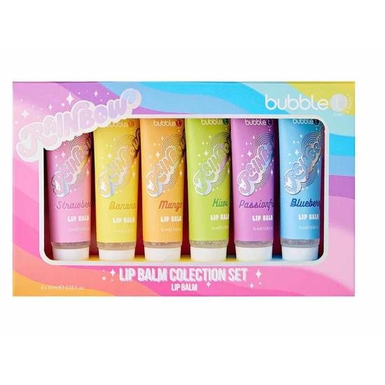Bubble T Rainbow Lip Balm Collection Set 6 Fruity Flavours