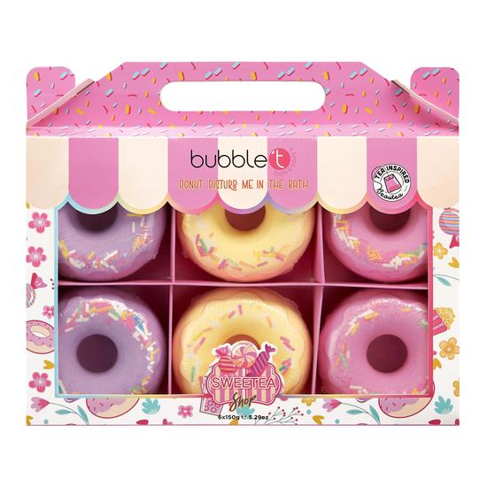 Bubble T Sweetea Large Donut Bath Bomb Fizzer Gift Set 6 x 150g