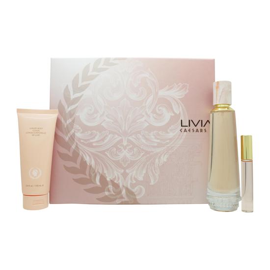Caesars Livia Gift Set 100ml Eau De Parfum + 100ml Body Lotion + 9ml Roll-On Perfume