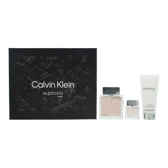 Calvin Klein Euphoria Men Gift Set: Eau De Toilette 100ml Aftershave Balm 100ml Eau De Toilette 15ml 3 Piece