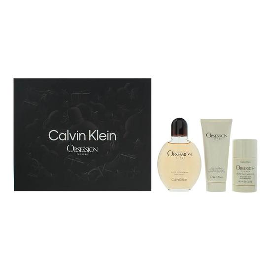 Calvin Klein Obsession For Men Gift Set: Eau De Toilette 125ml Aftershave Balm 75ml Deodorant Stick 75g 3 Piece