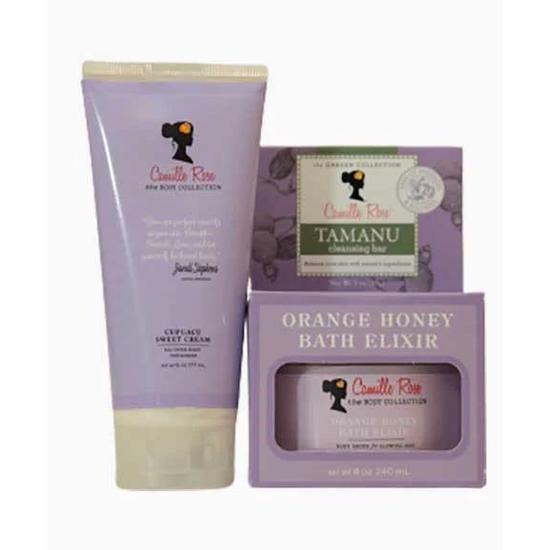 Camille Rose Sweet Cream Bath Elixir & Soap Trio Set