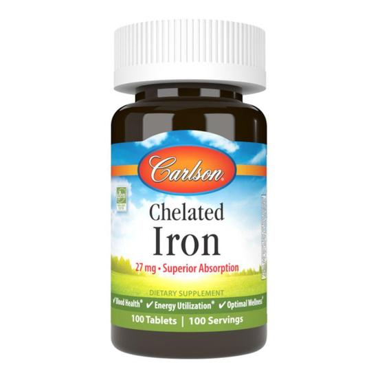 Carlson Labs Chelated Iron 27mg Tablets 100 Tablets