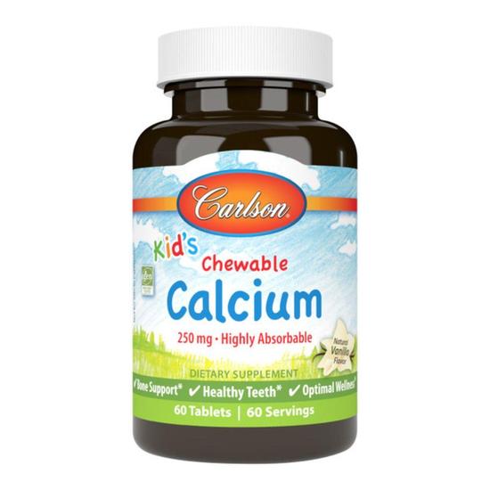 Carlson Labs Kid's Chewable Calcium 250mg Natural Vanilla Tablets 60 Tablets