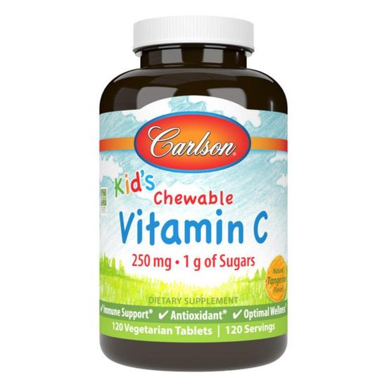 Carlson Labs Kid's Chewable Vitamin C 250mg Natural Tangerine Tablets 120 Tablets