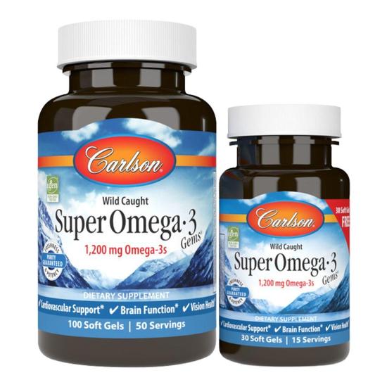 Carlson Labs Norwegian Super Omega-3 Gems 1200mg Softgels + 30 100 Softgels