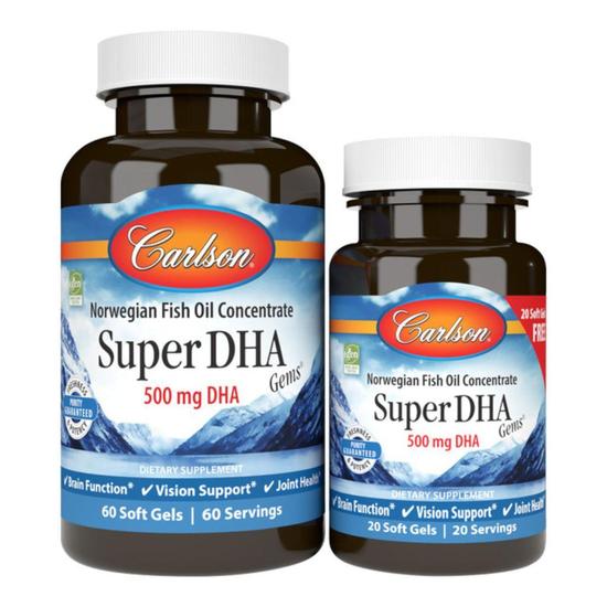 Carlson Labs Super DHA Gems 500mg Softgels+20 60 Softgels