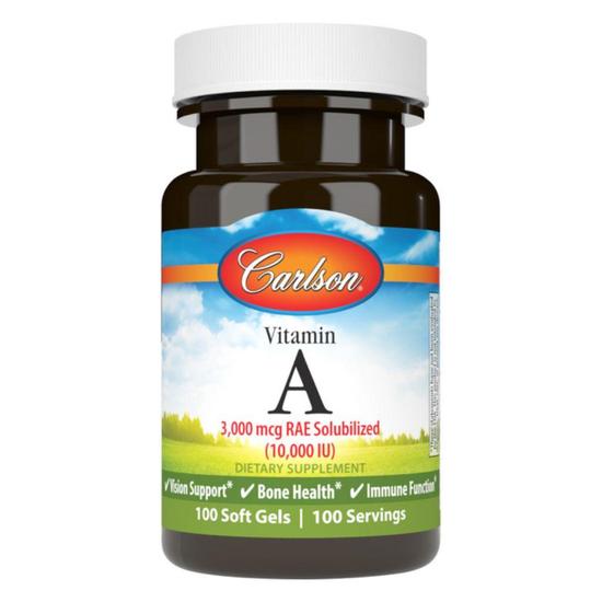 Carlson Labs Vitamin A Solubilized 10, 000iu Softgels 100 Softgels