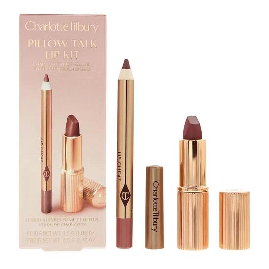 Charlotte Tilbury Pillow Talk Lip Kit Gift Set: Lip Liner 0.8g Lipstick 1.5g 2 Piece