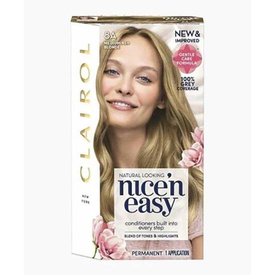 Clairol Nice N Easy Permanent Hair Colour 8a Medium Ash Blonde 1 Application