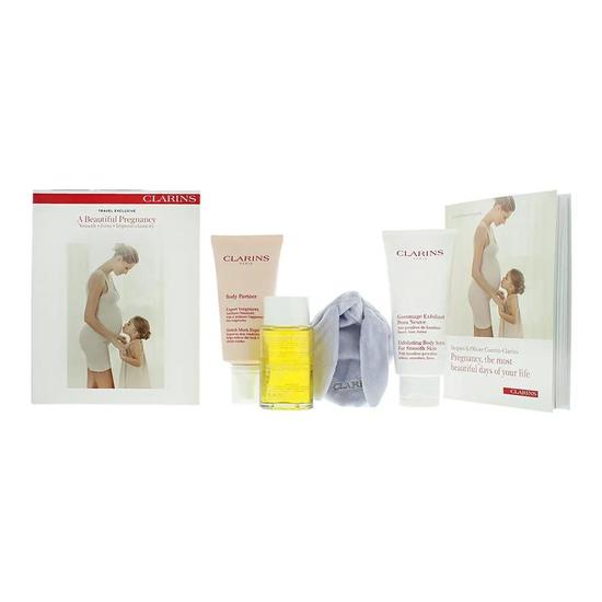 Clarins A Beautiful Pregnacy Gift Set: Exfoliating Body Scrub 200ml Body Treatment Oil Tonic 100ml Body Partner 175ml 3 Piece