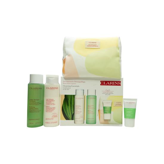 Clarins Cleansing Essentials Gift Set 200ml Cleansing Milk + 200ml Toning Lotion + 15ml Pure Scrub + Bag