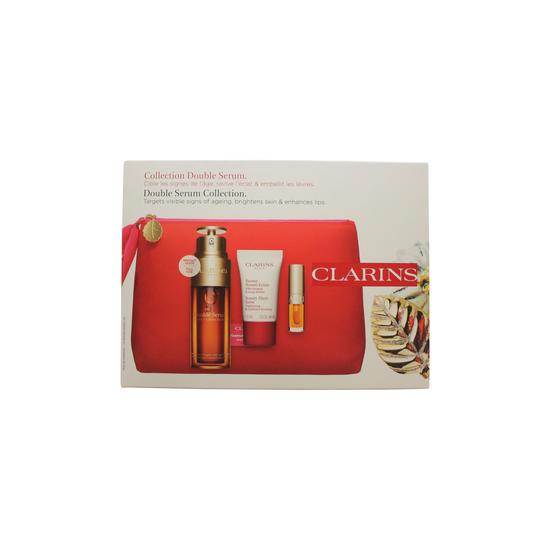 Clarins Double Serum Gift Set 50ml Double Serum + 15ml Beauty Flash Balm + 2.8ml Lip Comfort Oil 01 Honey