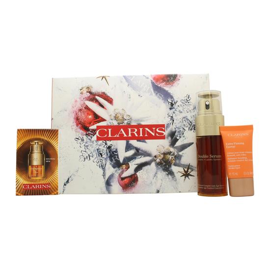 Clarins Energising Glow Gift Set 50ml Double Serum + 15ml Day Cream + Double Eye Serum 7 x 0.9ml