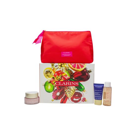 Clarins Multi-Active Collection Gift Set 50ml Multi-Active Day Cream + 15ml Multi-Active Night Cream + 50ml Cleansing Micellar Water + Wash Bag