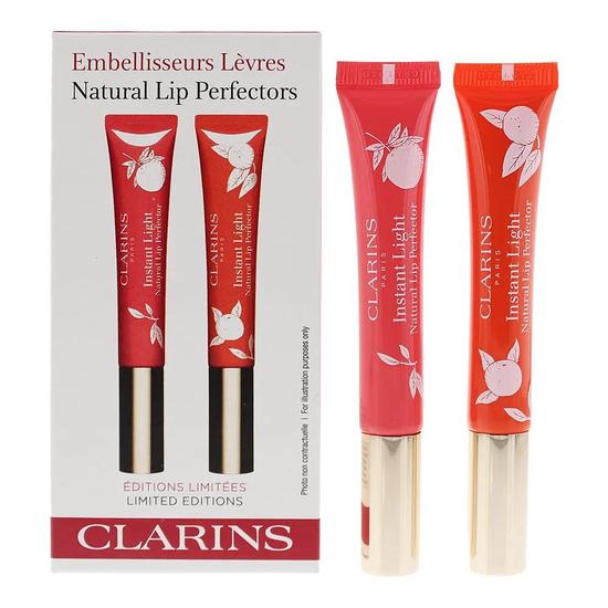 Clarins Natural Lip Perfector Gift Set: Grapefruit Lip Perfector 12ml Juicy Mandarin Lip Perfector 12ml 2 Piece