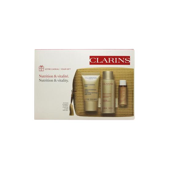 Clarins Nutri-Lumiere Gift Set 50ml Day Cream + 50ml Renewing Treatment Essence + 15ml Night Cream