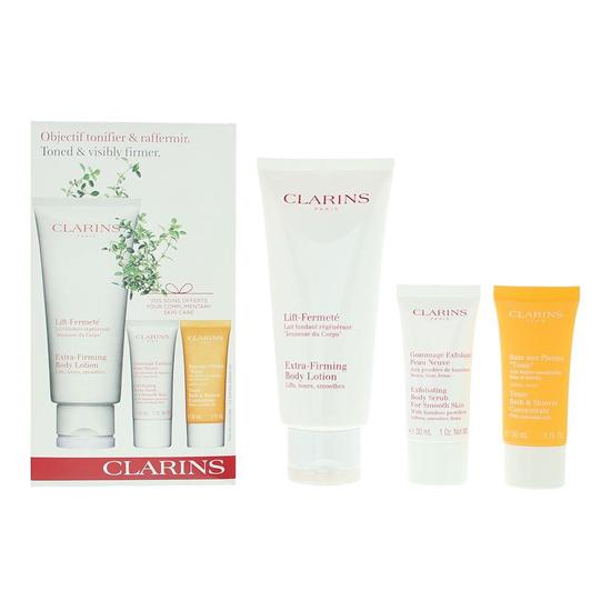 Clarins Toned & Visibly Firmer Gift Set Body Lotion 200ml, Body Scrub 30ml + Tonic Bath & Shower 30ml