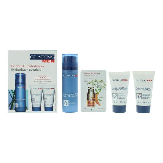 Clarins Men Hydration Essentials Gift Set Face Balm Shower Gel, Face Wash