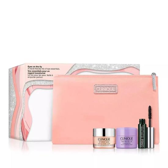 Clinique Eyes On The Fly Set Eye Cream 15ml, Cleansing Balm 15ml, Mascara 3.5ml & Bag