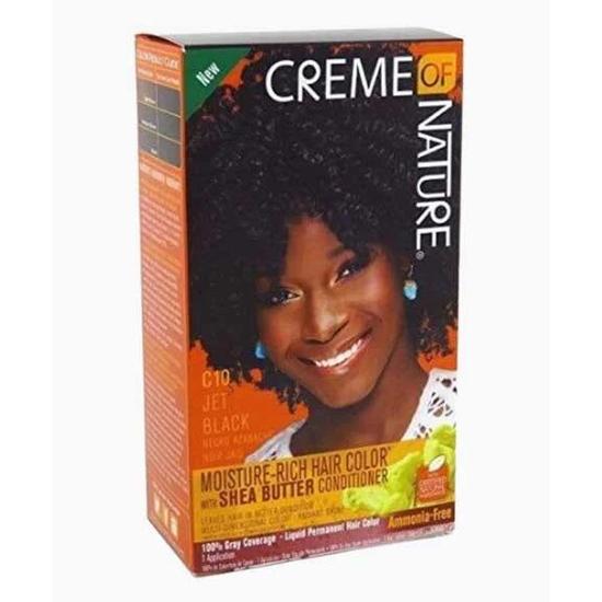 Creme Of Nature Moisture Rich Hair Colour With Shea Butter Conditioner C10 Jet Black 1 Application