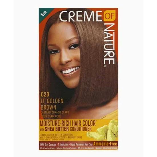 Creme Of Nature Moisture Rich Hair Colour With Shea Butter Conditioner C20 LT Golden Brown 1 Application