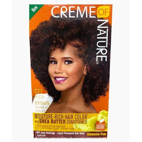 Creme Of Nature Moisture Rich Hair Colour With Shea Butter Conditioner C21 Rich Brown 1 Application