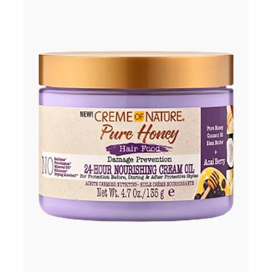 Creme Of Nature Pure Honey Hair Food Acai Berry 24 Hour Nourishing Cream Oil 135 g