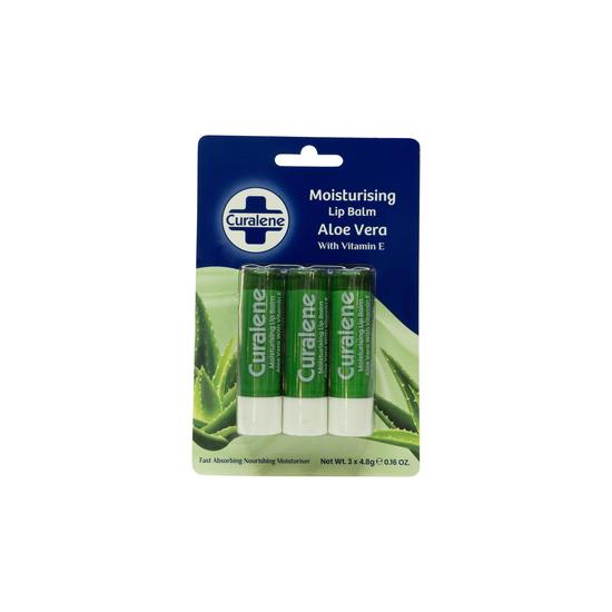 Curalene Moisturising Lip Balm Aloe Vera 3 Pieces