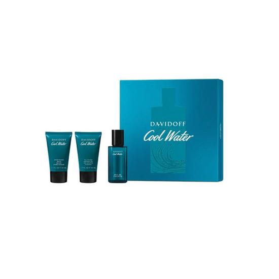 Davidoff Cool Water Eau De Toilette Men's Aftershave Gift Set Spray With Shower Gel & Aftershave Balm 40ml