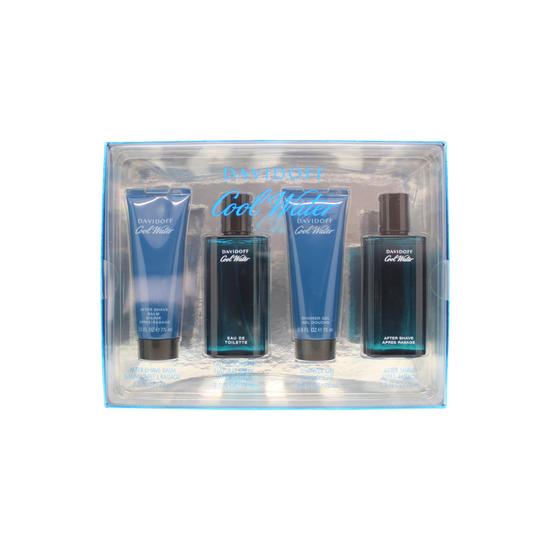 Davidoff Cool Water Gift Set 75ml Eau De Toilette + 75ml Aftershave + 75ml Aftershave Balm + 75ml Shower Gel